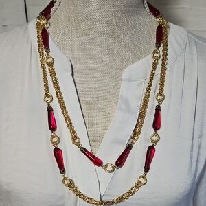 Luxurious Gold and Red Necklace